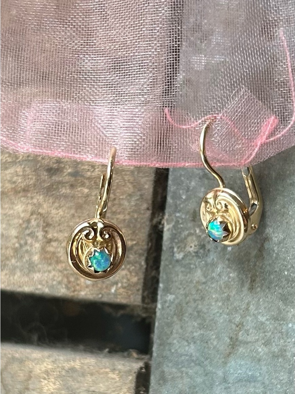 14k Opal Earrings - Picture 4 of 14